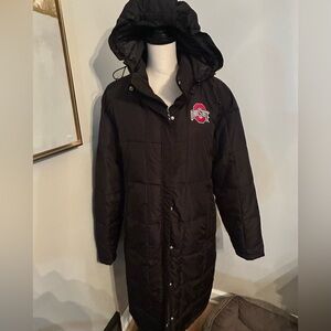 Ohio state women’s long puffer coat